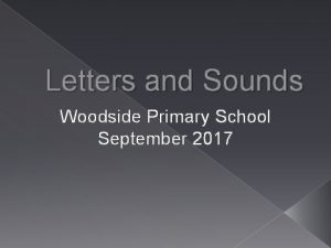 Letters and Sounds Woodside Primary School September 2017