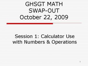 GHSGT MATH SWAPOUT October 22 2009 Session 1