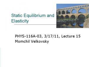 Static Equilibrium and Elasticity PHYS116 A03 31711 Lecture