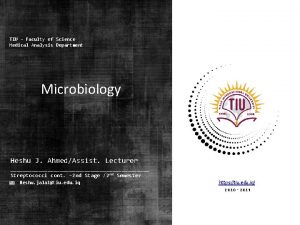 TIU Faculty of Science Medical Analysis Department Microbiology