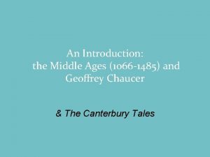 An Introduction the Middle Ages 1066 1485 and
