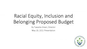 Racial Equity Inclusion and Belonging Proposed Budget By