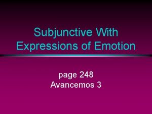 Subjunctive With Expressions of Emotion page 248 Avancemos