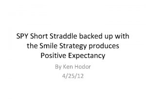 SPY Short Straddle backed up with the Smile