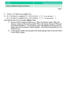 CS 311 Computational Structures Practice Midterm Exam Questions