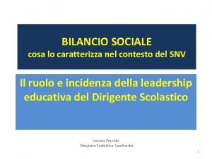 BILANCIO SOCIALE cosa lo caratterizza nel contesto del