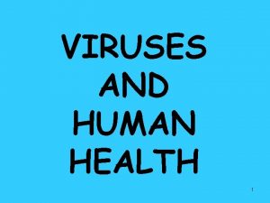 VIRUSES AND HUMAN HEALTH 1 Viruses Disease viruses