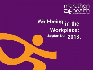 Wellbeing in the Workplace September 2018 WELLBEING WELLBEING