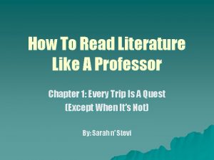 How To Read Literature Like A Professor Chapter