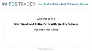 Welcome to the Start Small and Retire Early