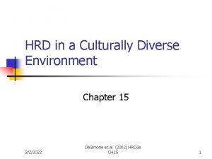 HRD in a Culturally Diverse Environment Chapter 15