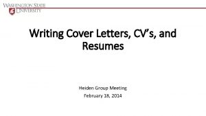 Writing Cover Letters CVs and Resumes Heiden Group