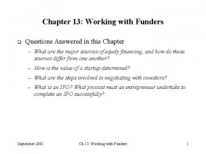 Chapter 13 Working with Funders q Questions Answered