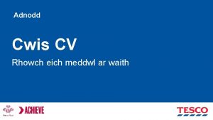 Adnodd Cwis CV Rhowch eich meddwl ar waith