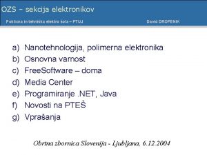 OZS sekcija elektronikov Poklicna in tehnika olaelektro PTUJ