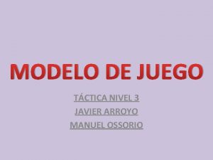 MODELO DE JUEGO TCTICA NIVEL 3 JAVIER ARROYO