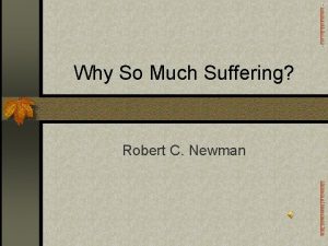 newmanlib ibri org Why So Much Suffering Robert