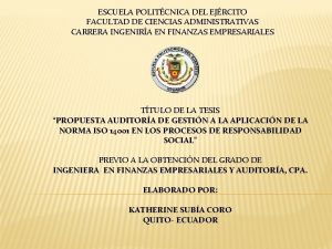 ESCUELA POLITCNICA DEL EJRCITO FACULTAD DE CIENCIAS ADMINISTRATIVAS