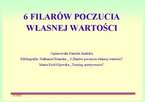 6 FILARW POCZUCIA WASNEJ WARTOCI Opracowaa Daniela Jasiska