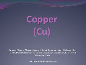 Copper Cu Brittany Abrams Megan Alvarez Arlanda Coleman