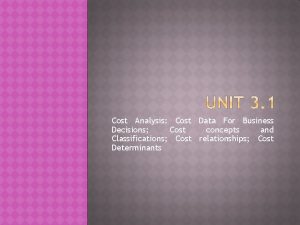 Cost Analysis Cost Data For Business Decisions Cost