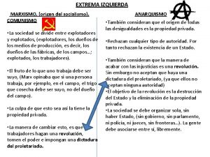 EXTREMA IZQUIERDA MARXISMO origen del socialismo COMUNISMO La