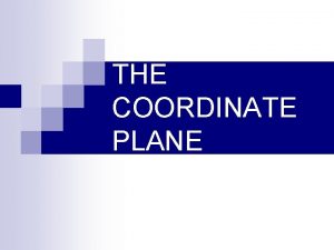 THE COORDINATE PLANE Coordinate Plane n Formed by