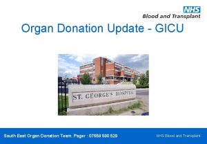 Organ Donation Update GICU South East Organ Donation