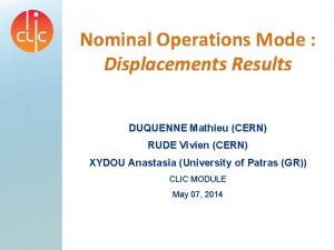 Nominal Operations Mode Displacements Results DUQUENNE Mathieu CERN