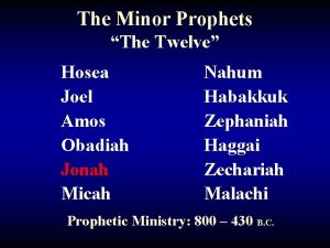 The Minor Prophets The Twelve Hosea Joel Amos