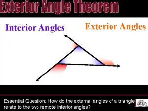 Interior Angles Exterior Angles Essential Question How do