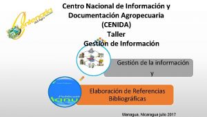 Centro Nacional de Informacin y Documentacin Agropecuaria CENIDA