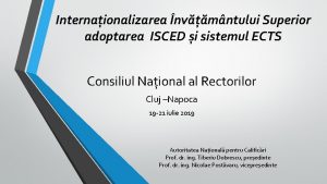 Internaionalizarea nvmntului Superior adoptarea ISCED i sistemul ECTS