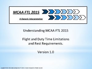 MCAA FTL 2015 A Generic Interpretation Understanding MCAA