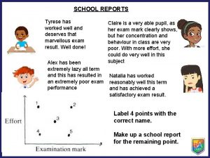 SCHOOL REPORTS Tyrese has worked well and deserves