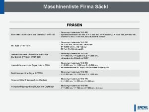 Maschinenliste Firma Sckl FRSEN Bohrwerk Scharmann mit Drehtisch