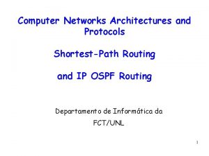 Computer Networks Architectures and Protocols ShortestPath Routing and