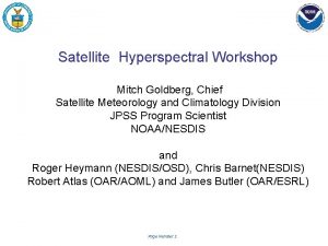 Satellite Hyperspectral Workshop Mitch Goldberg Chief Satellite Meteorology