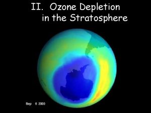 II Ozone Depletion in the Stratosphere Overview of