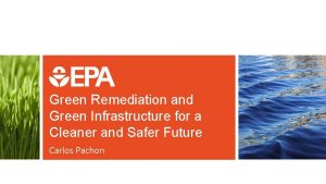 Green Remediation and Green Infrastructure for a Cleaner