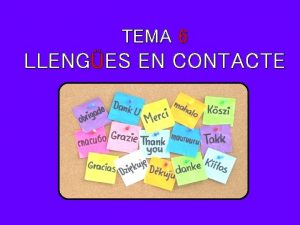 TEMA 6 LLENGES EN CONTACTE INTRODUCCI LA SOCIOLINGSTICA