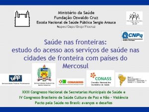 Ministrio da Sade Fundao Oswaldo Cruz Escola Nacional