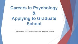 Careers in Psychology Applying to Graduate School Manuel