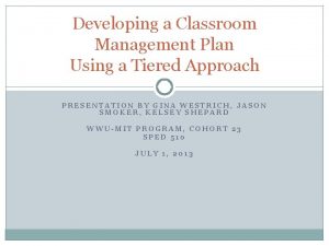 Developing a Classroom Management Plan Using a Tiered