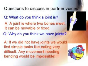 Questions to discuss in partner voices Q What