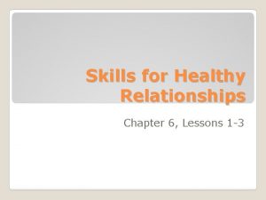 Skills for Healthy Relationships Chapter 6 Lessons 1