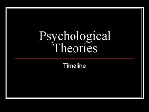 Psychological Theories Timeline 1896 n Structuralism n is