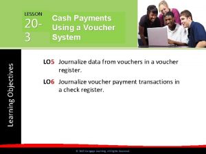 LESSON Learning Objectives 203 Cash Payments Using a