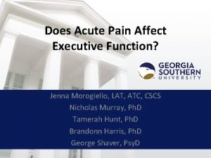 Does Acute Pain Affect Executive Function Jenna Morogiello