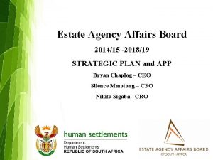 Estate Agency Affairs Board 201415 201819 STRATEGIC PLAN